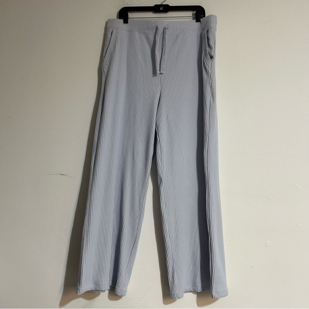 Talbots Haven Ottoman Rib Straight Leg Pants Heron Blue Size XL Loungewear Cozy